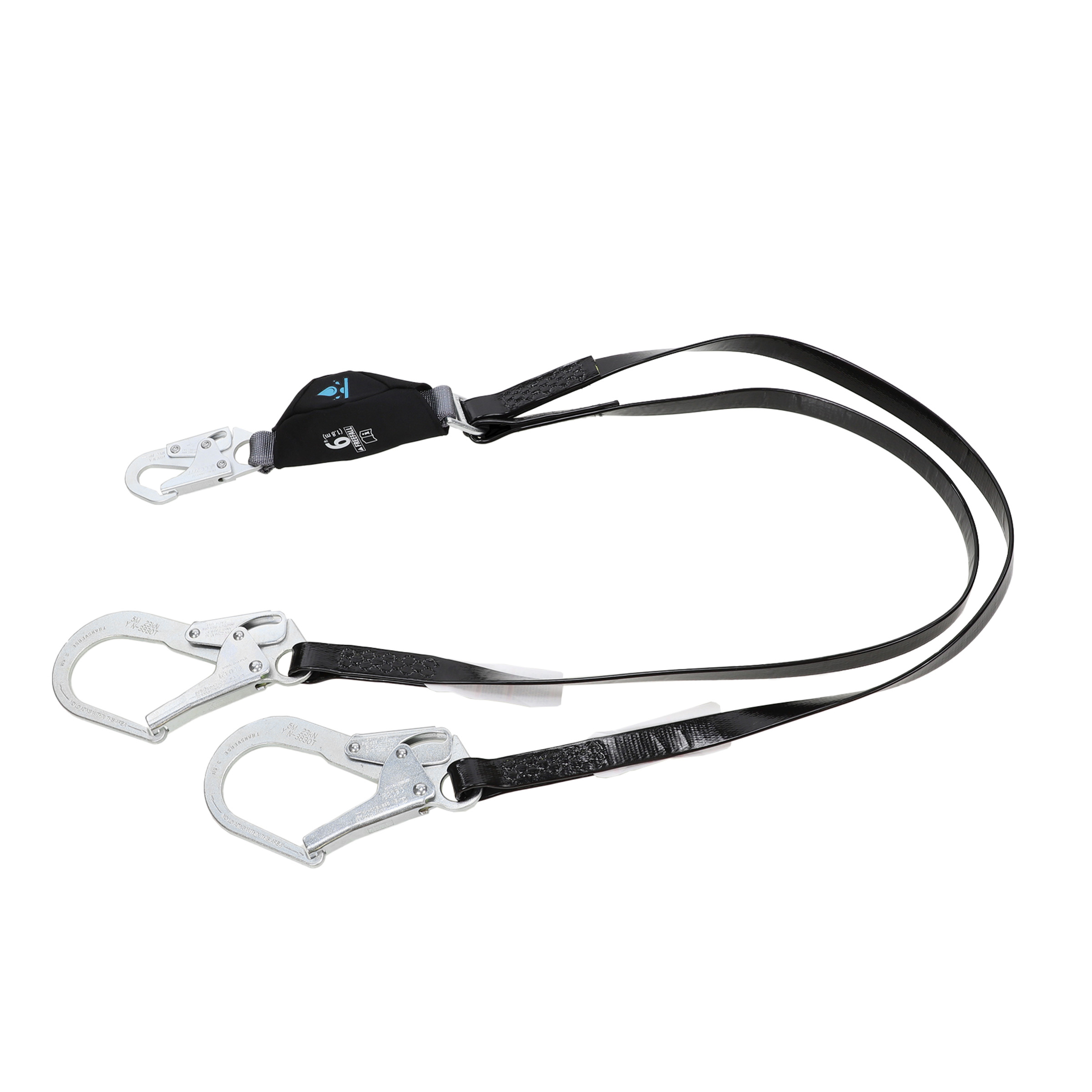 V-SERIES anti-corrosion twin leg energy absorbing lanyard, 6', small stainless steel snaphook ANSI Z359.3-2017